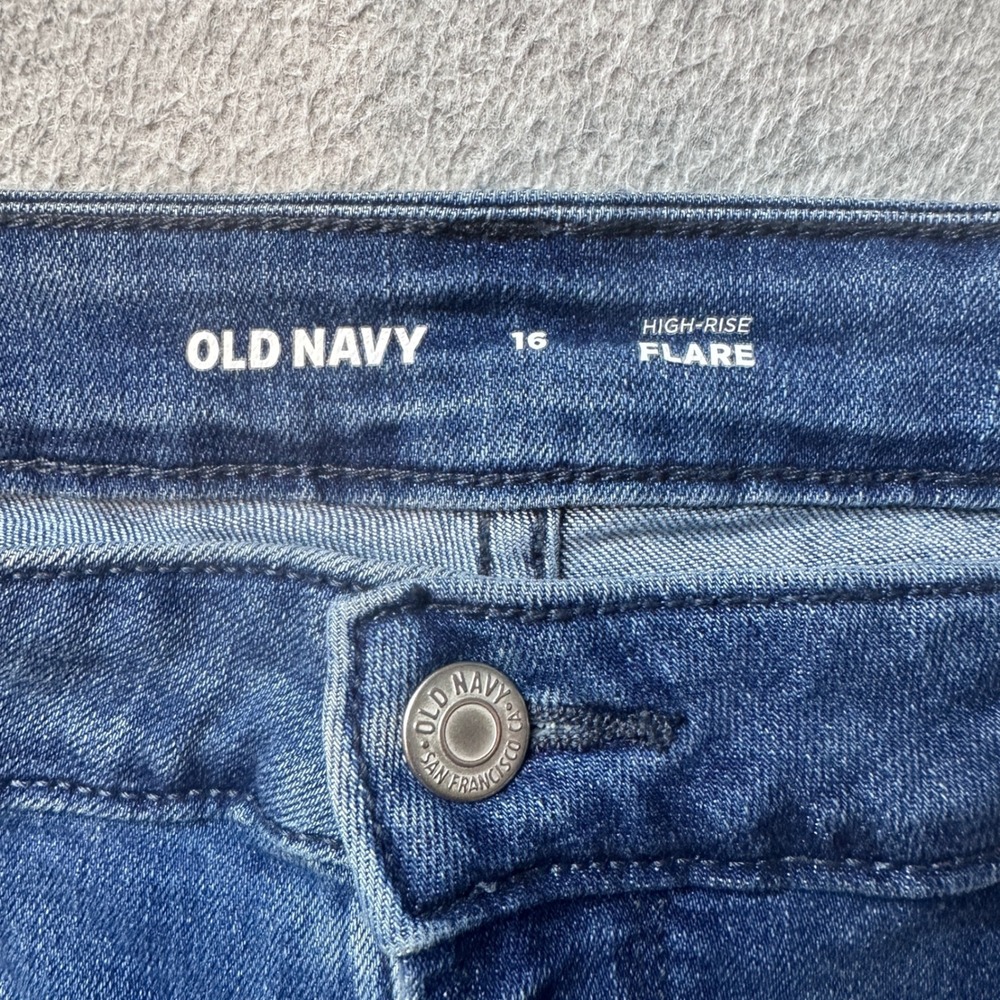 Old Navy Jeans Womenx 16 Blue High-Rise Flare Stretch Denim Casual Classic Pants - Picture 3 of 9